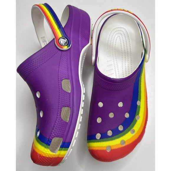 Crocs Classic Rainbow Dye Graphic Slip Resistant Clogs Size Men 10 Women’s 12 - Picture 5 of 12